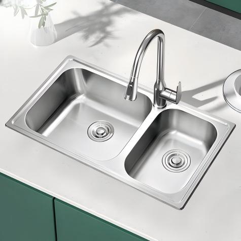 2Double Bowl Stainless Steel 201 304 Undermount Polished Kitchen Sink