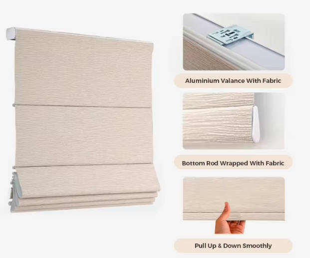Custom Motorized Electric Roman Blinds Horizontal Pattern Roman Shades 2