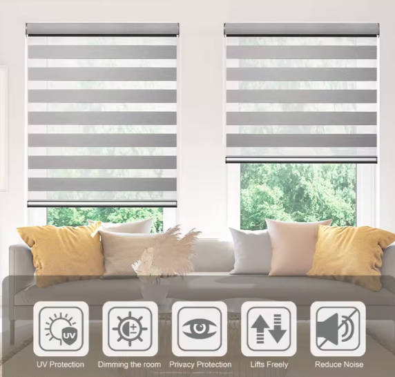 Motorized zebra Roller Shade Electric Remote Living Room Curtains Blinds 2